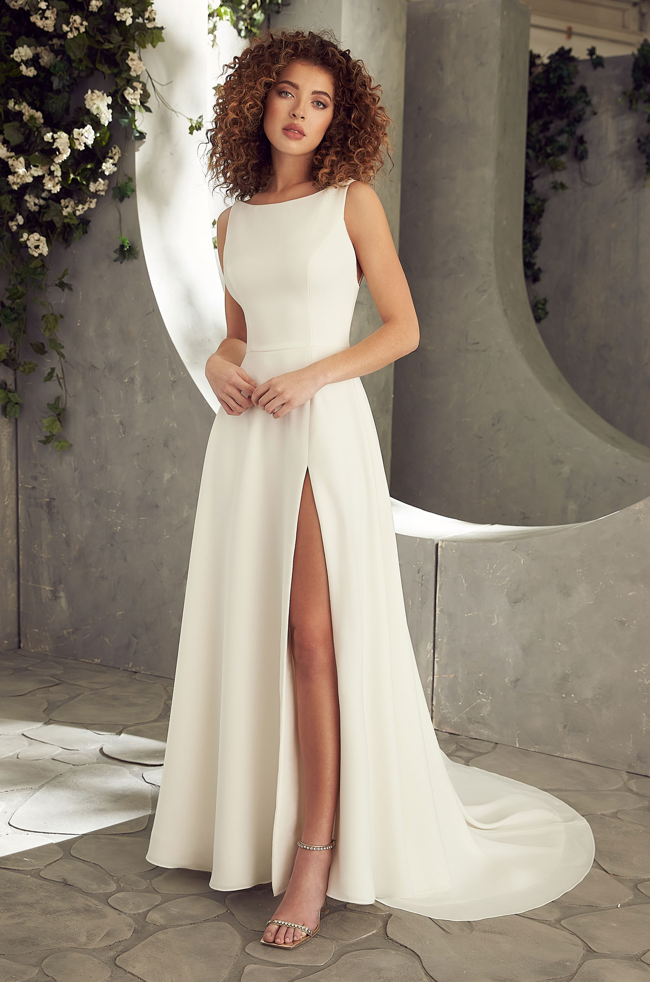 Timeless Skirt Slit Wedding Dress - Style #2411