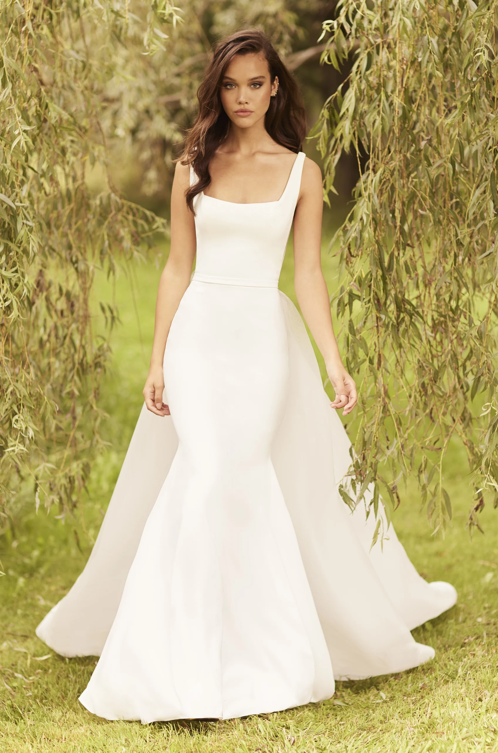 Minimalist Charmeuse Satin Low Back Wedding Dress - Style #P5080